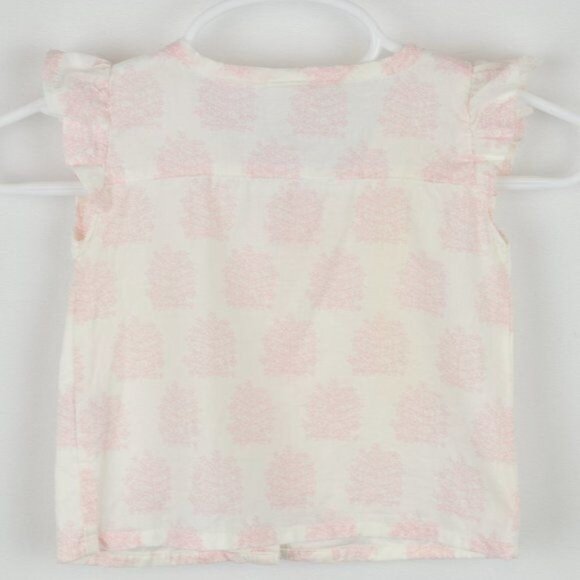 Egg Baby Infant 3-6 Months White Pink Tree Print Button Up Ruffle Sleeve Blouse - Picture 3 of 9